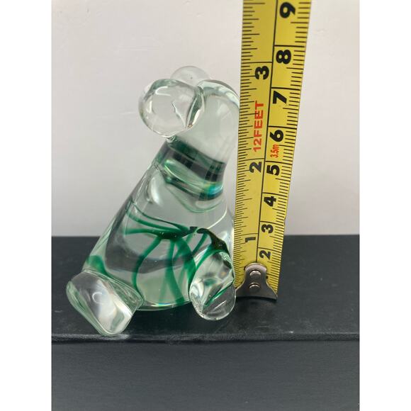 Vintage Clear Glass Art Frog with Green Swirls Paperweight 3" Tall - Picture 7 of 7